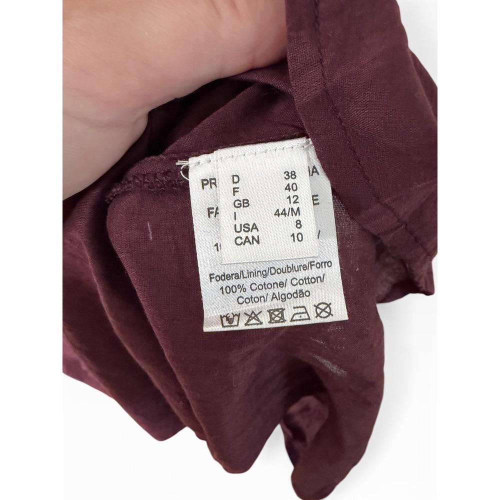 Ottod'Ame Women Plum Purple Cotton Tiered V-Neck Maxi Dress Size 8 Medium - Picture 7 of 10